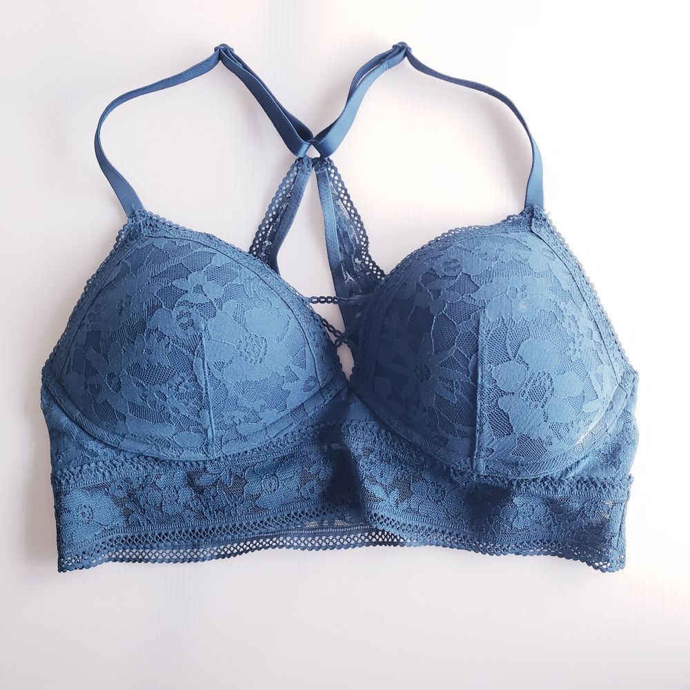 Victoria's Secret Bralette Teal Blue Lace Size L